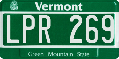 VT license plate LPR269