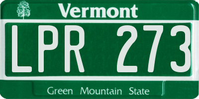 VT license plate LPR273