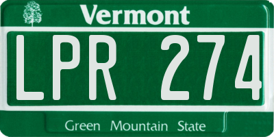 VT license plate LPR274
