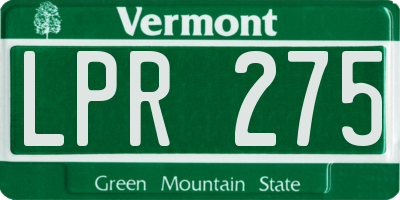 VT license plate LPR275