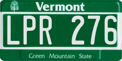VT license plate LPR276