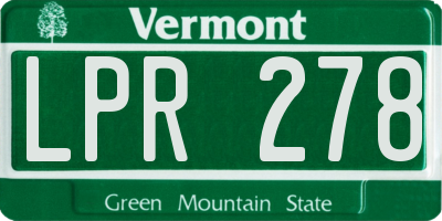 VT license plate LPR278