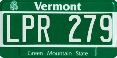 VT license plate LPR279
