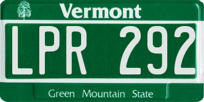 VT license plate LPR292