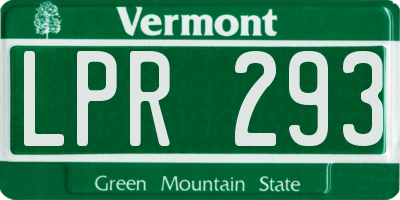 VT license plate LPR293