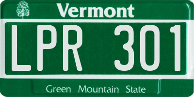 VT license plate LPR301