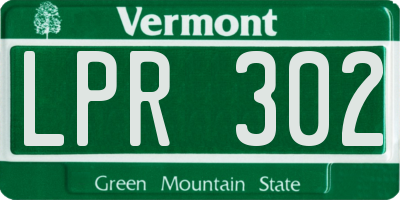 VT license plate LPR302