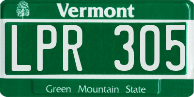 VT license plate LPR305