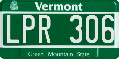VT license plate LPR306