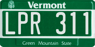 VT license plate LPR311