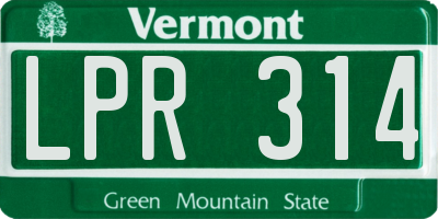 VT license plate LPR314