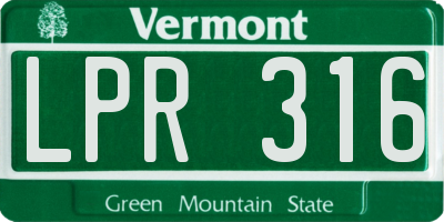 VT license plate LPR316