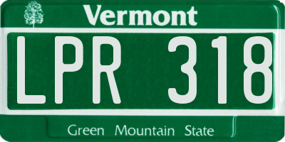 VT license plate LPR318