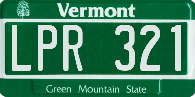 VT license plate LPR321