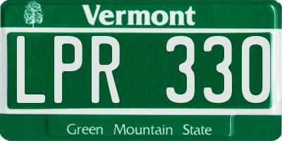VT license plate LPR330