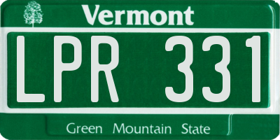 VT license plate LPR331