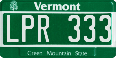 VT license plate LPR333