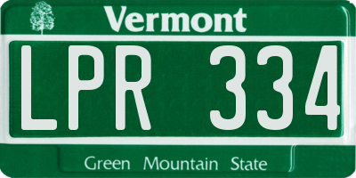 VT license plate LPR334