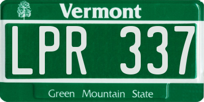 VT license plate LPR337