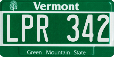 VT license plate LPR342