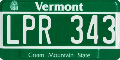 VT license plate LPR343
