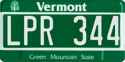 VT license plate LPR344