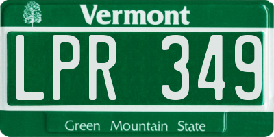 VT license plate LPR349