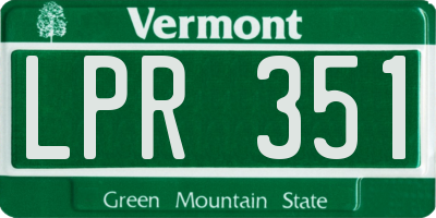 VT license plate LPR351