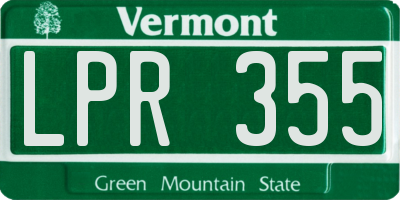 VT license plate LPR355