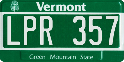 VT license plate LPR357