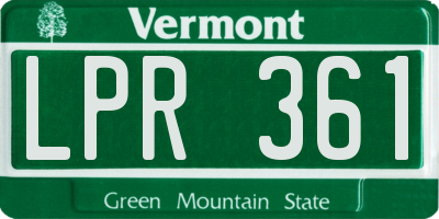 VT license plate LPR361