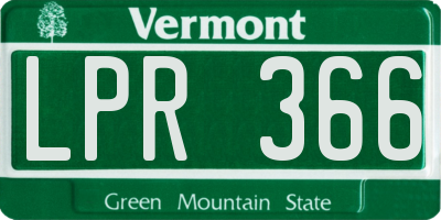VT license plate LPR366