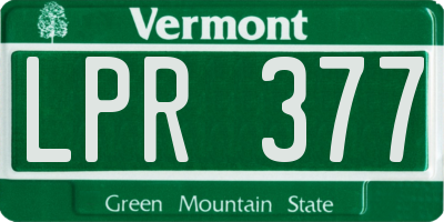 VT license plate LPR377