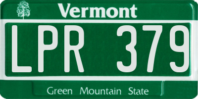VT license plate LPR379