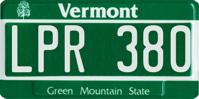 VT license plate LPR380