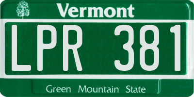 VT license plate LPR381