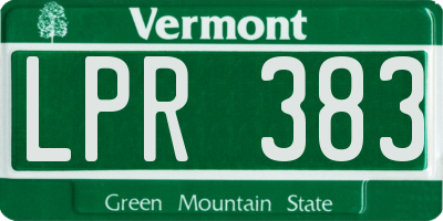 VT license plate LPR383