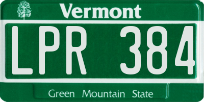 VT license plate LPR384