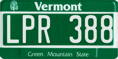 VT license plate LPR388
