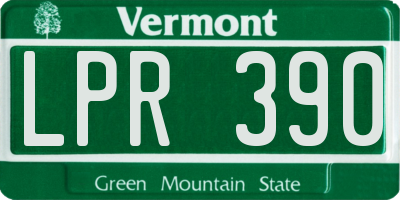 VT license plate LPR390