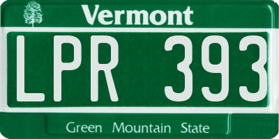 VT license plate LPR393