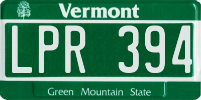VT license plate LPR394