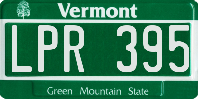VT license plate LPR395