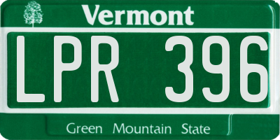 VT license plate LPR396