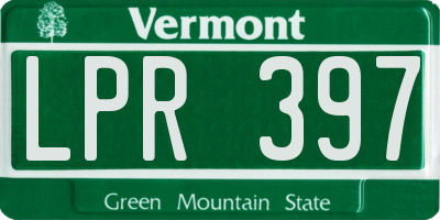 VT license plate LPR397