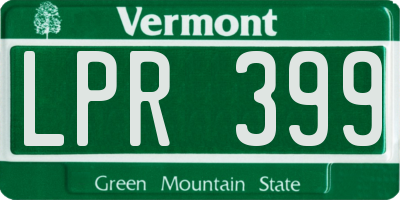 VT license plate LPR399