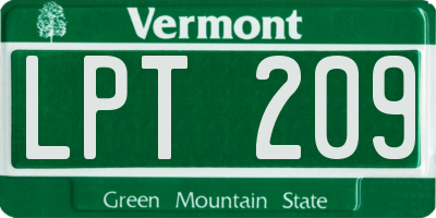 VT license plate LPT209