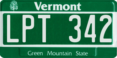 VT license plate LPT342