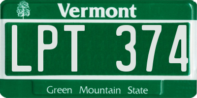 VT license plate LPT374
