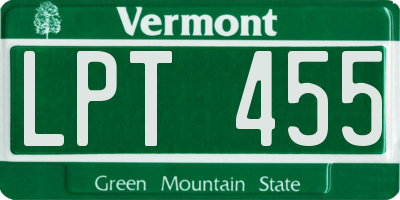 VT license plate LPT455